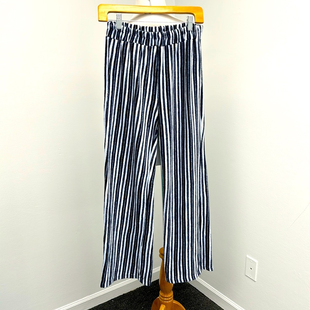 NWT Monroe Stripe Terry Cloth High Waisted Flare Sweat Pants